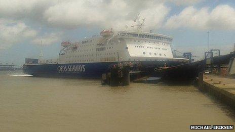 Ferry hitting quayside