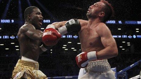 Adrien Broner (left) on the way to beating Paul Malignaggi