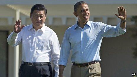 Chinese leader Xi Jinping (l) with President Obama, 8 June 2013