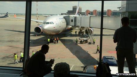 A view of an airplane at Sheremetyevo International Airport