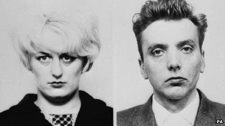 Police mug shots of Myra Hindley and Ian Brady