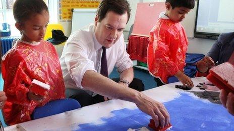 George Osborne visits a primary school in east London, June 2013