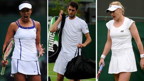 Anne Keothavong (left), James Ward and Elena Baltacha