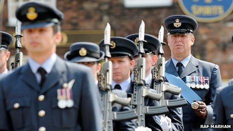 RAF Marham personnel marching though King's Lynn