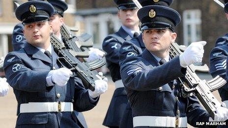 RAF Marham personnel marching though King's Lynn