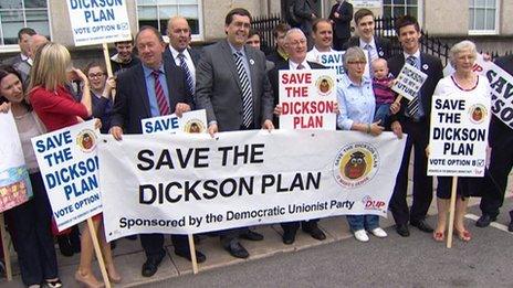 The DUP led a protest outside the board offices