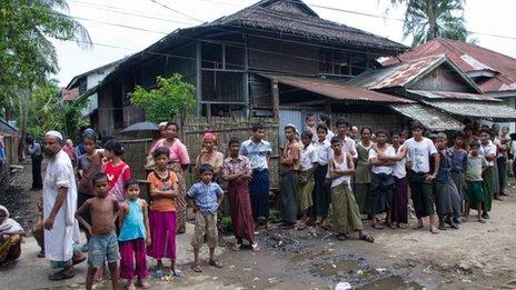 Residents at Aung Mingala, Sittwe