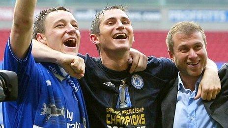 John Terry, Frank Lampard and Roman Abramovich