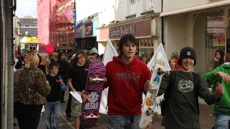 March through Haverfordwest for skatepark