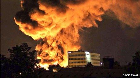 The fire as seen from Handsworth