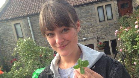 Emily with four-leaf clover