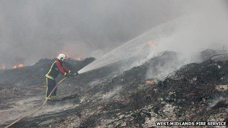 Firefighters at the scene of the fire on Monday afternoon