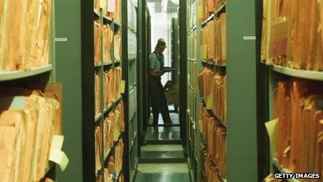 Files held an archive of Stasi activity in Berlin. The East German secret police spied on its own people.