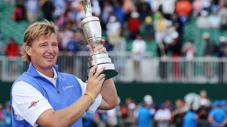 Ernie Els with the Open trophy at Lytham