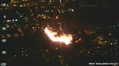 Police aerial photograph of the fire