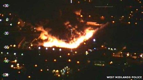 Police aerial photograph of the fire