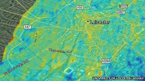 Map of Leicester showing pollution hotspots