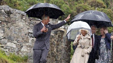 The Prince of Wales and Duchess of Cornwall at St Beunos Church, Pistyll, Pwllheli