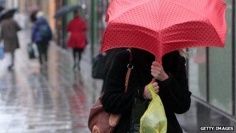 Shopper with umbrella