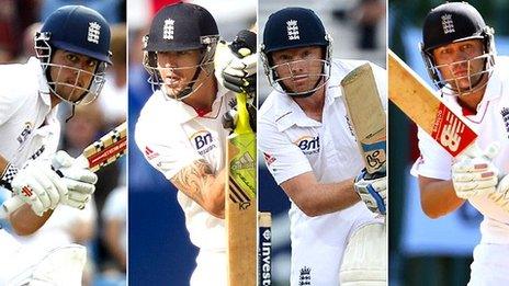 Alistair Cook, Kevin Pietersen, Ian Bell and Jonathan Trott