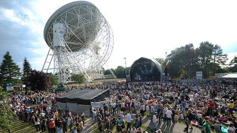 Stage and Lovell Telescope at Live from Jodrell Bank