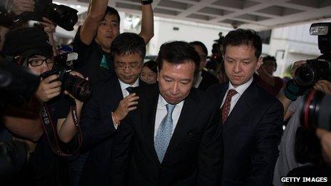 Former Feng shui practitioner Peter Chan Chun-chuen enters the High Court on July 4, 2013 in Hong Kong, China.