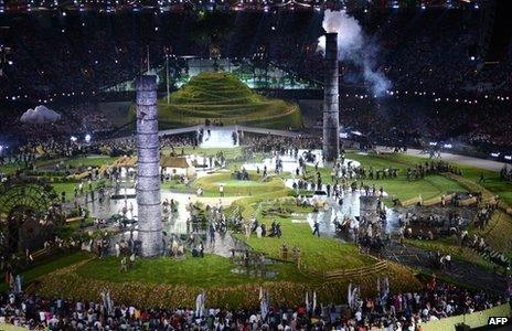 Scene from the London Olympics opening ceremony