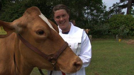 Ollie Abblidd with Guernsey cow