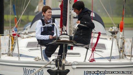 Dame Ellen with crew member