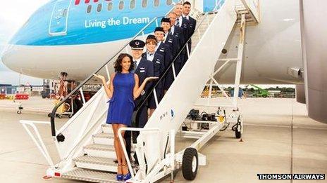 Alesha Dixon and the Thomson Airways crew