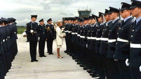 The Duchess of Kent inspecting a parade at St Athan