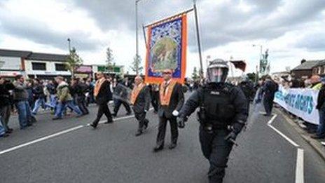 Orange march past Ardoyne last July