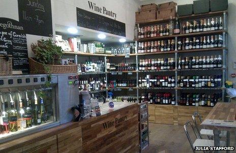 The interior of The Wine Pantry, a wine shop in London