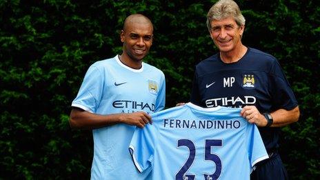 Fernandinho and Manuel Pellegrini