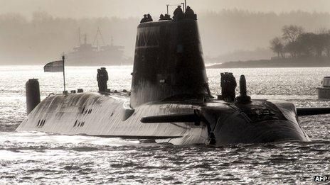 HMS Astute sailing up Gareloch on the Firth of Cylde