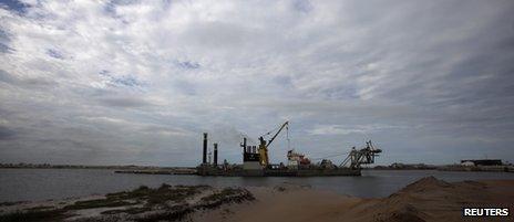 Ongoing construction of the Acu Superport in Sao Joao da Barra in Rio de Janeiro state March 11