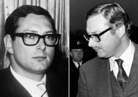 Bruce Reynolds in 1963 (left); after his arrest in 1968 (right)