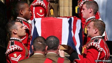 Lee Rigby's coffin being carried