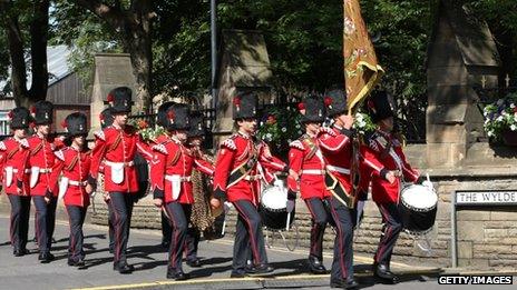 Soldiers marching