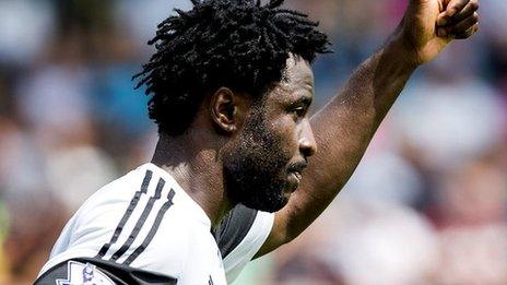 Wilfried Bony makes his Swansea City debut