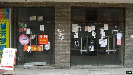 Shuttered shops in Changqingsha