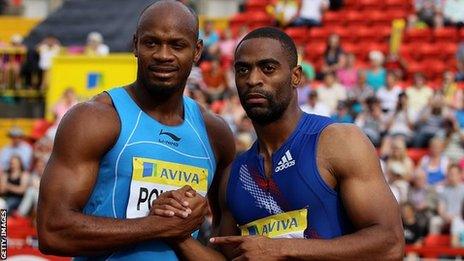 Asafa Powell and Tyson Gay