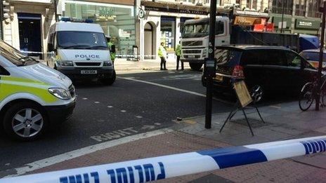 Scene of the crash in Holborn