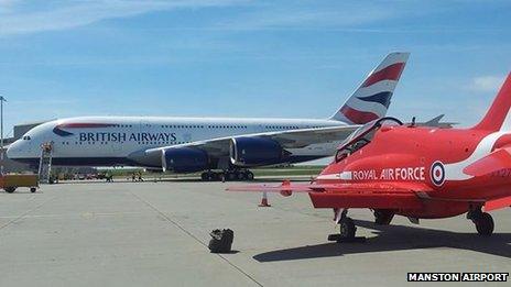 British Airways Airbus A380 at Manston Airport