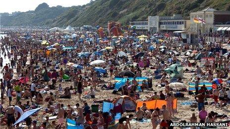 Bournemouth beach on 14 July 2013