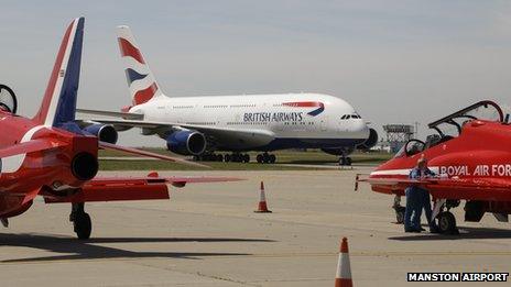 British Airways Airbus A380 at Manston Airport