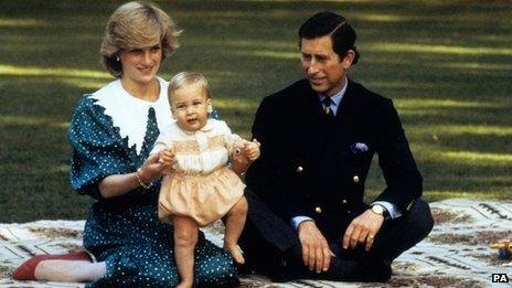 Prince Charles and Princess Diana with Prince William as a baby