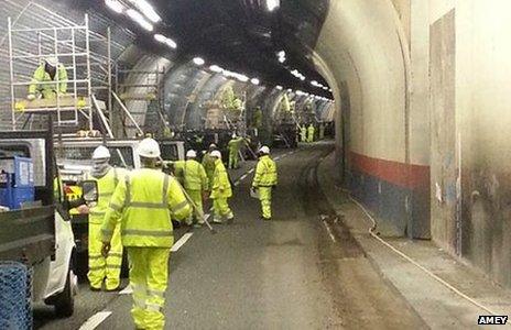 Work being carried out on the tunnels