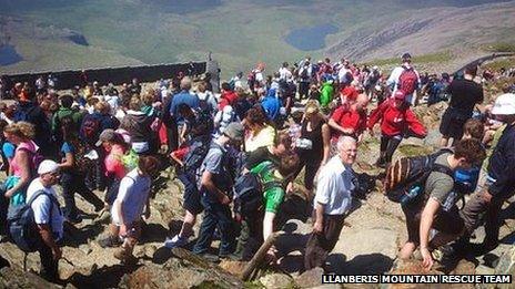 Snowdon peak on a busy day