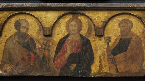 'Christ between Saints Paul and Peter' by Pietro Lorenzetti